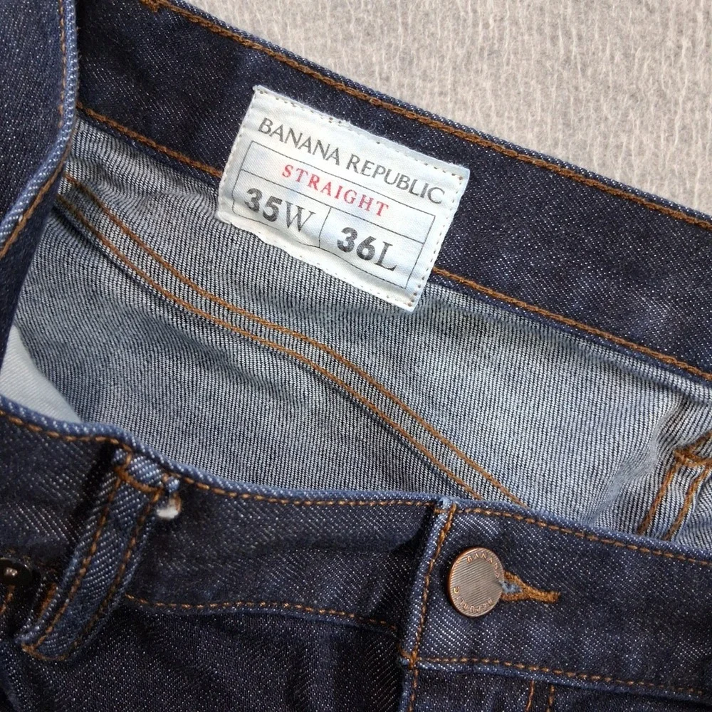 Banana Republic Straight Jeans Mens 35x36 Dark Wash Blue Stretch Denim 19178‎